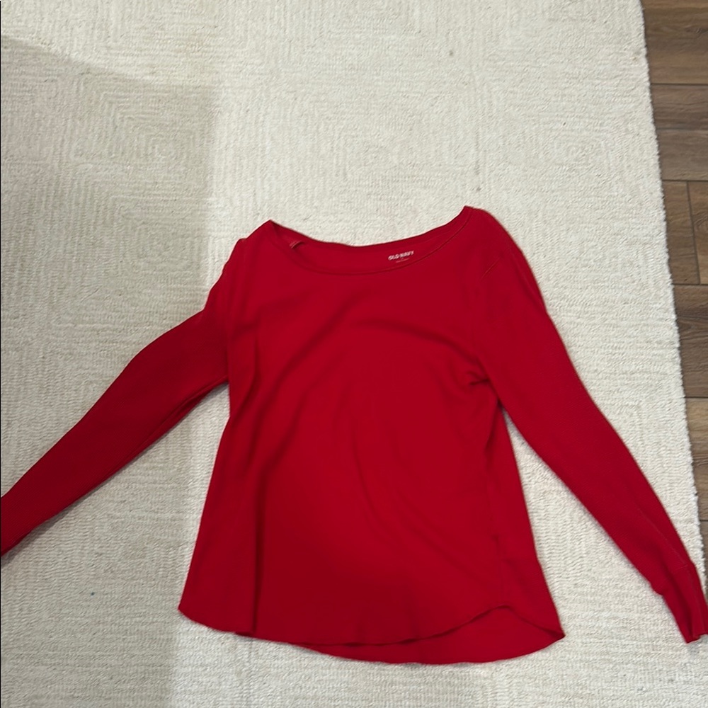 Old Navy Red Fitted Long Sleeve Blouse